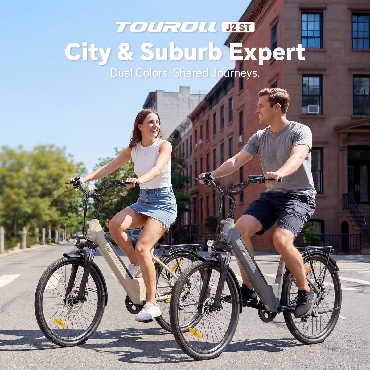 Touroll J2 ST Elektrische stadsfiets – Lage instap e-bike – 250W Motor – 45 Nm Koppel – 561,6Wh Accu – Tot 100 km Bereik – 7 Versnellingen – Voorvorkvering – Draagrek – StVZO Verlichting – Zwart – foto 8