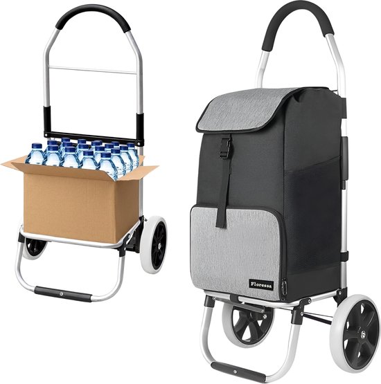 Floressa Boodschappentrolley met koelvak – 45L – Opvouwbare boodschappenwagen met steekwagen functie – Boodschappenkar