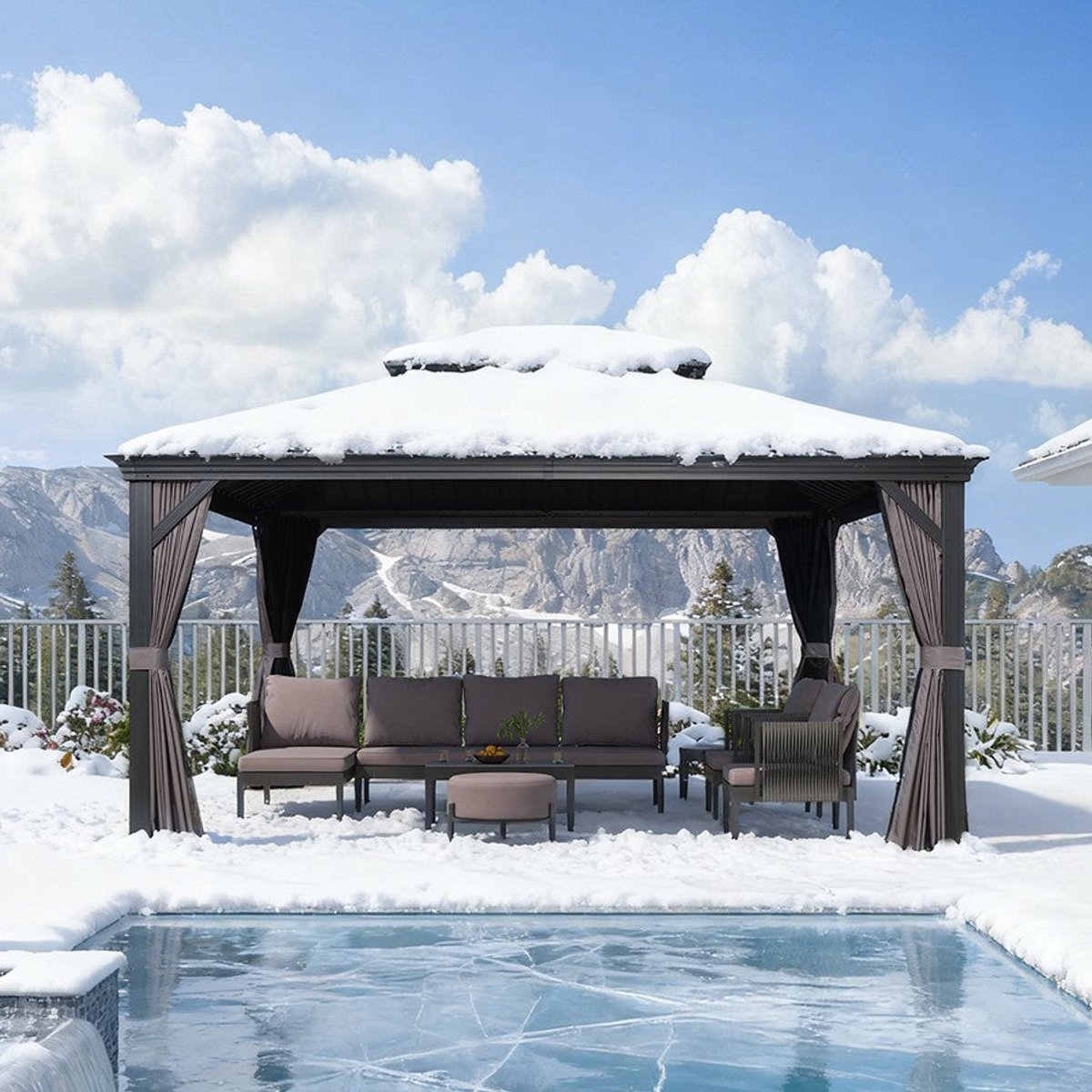 Purple Leaf Hardtop pavillon 4,6 x 4 m - gris luxe