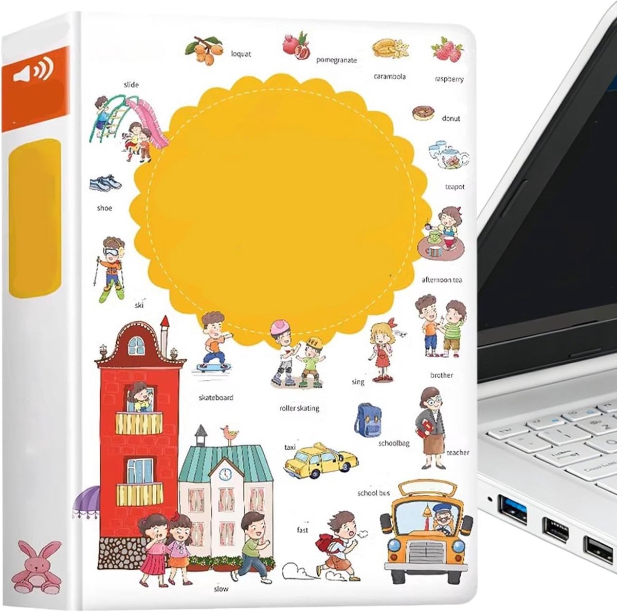 Kinderpraatboek Engels - Interactief Audioboek - Taalontwikkeling - 18 Thema's - 20x27cm