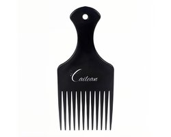 Cailean - Afro Kam - 15,8 Cm - Zwart - Haarkam met extra brede tanden - Haar Kam - Haar Accessoire - Styling Tool - Grove Kam - Kappers Kam
