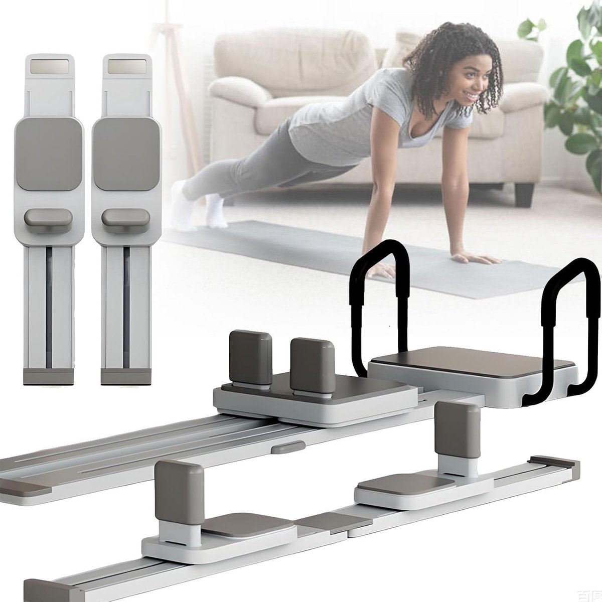 Pilatesplank Reformer - Thuisgym Machine - Full Body Workout - 3-in-1 Multifunctioneel - 174 x 55 x 35 cm - Meerkleurig