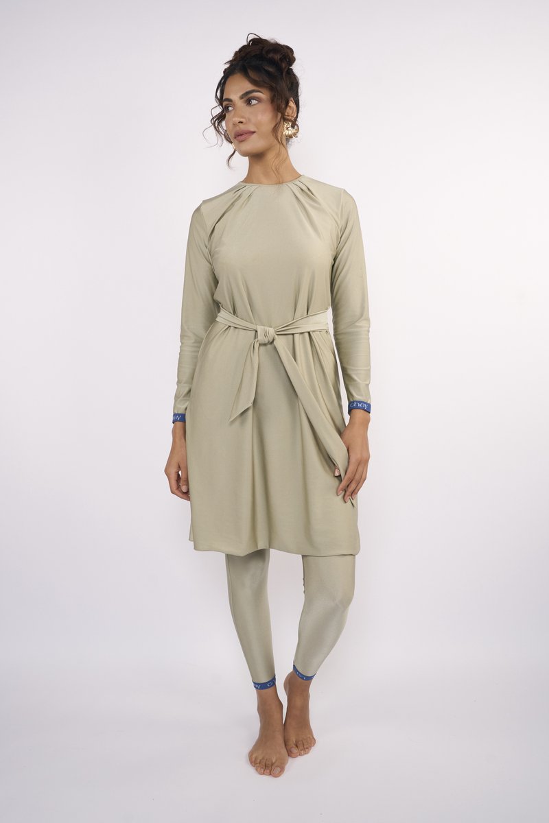 CHAY Nis Elegance Set Champagne Maat S Burkini - Boerkini - Bescheiden - Zwemkleding- Sportkleding - Badpak - Badkleding - Zwemset - 2 delige