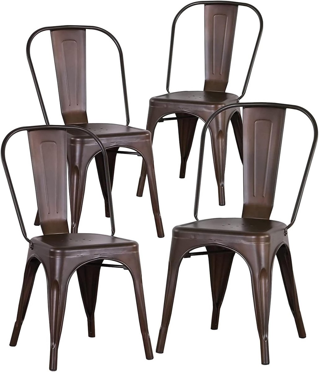 Stapelbare Eetkamerstoelen van Metaal - Industriële Vintage Tuinstoel voor Binnen en Buite