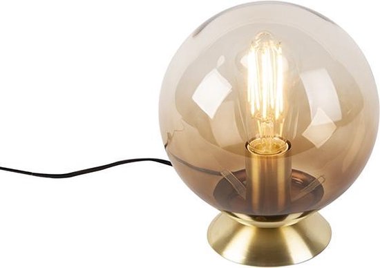 QAZQA pallon - Lampe de table - 1 lumière - H 230 mm - Or/ laiton