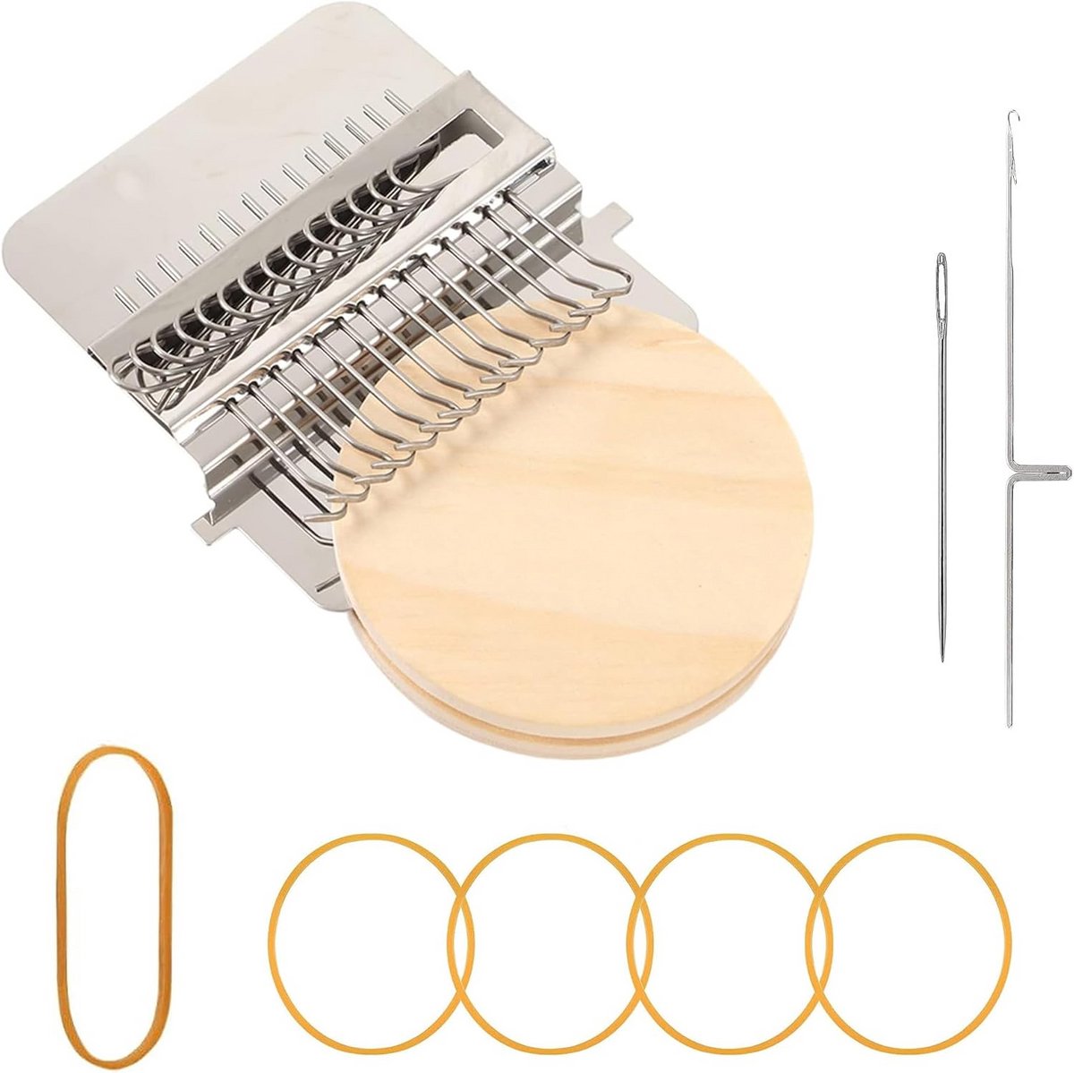 Mini weefgetouw set - Reparatie weefgetouw - Kleding repareren - Hout en staal - 6.5 cm diameter - Niet gespecificeerd