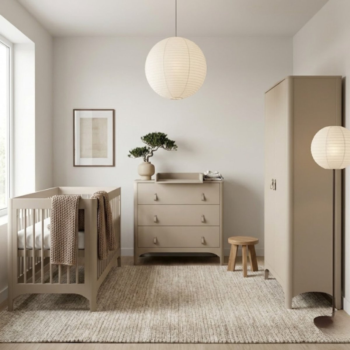 Born Lucky Nordic Meegroei Babykamer 3 Delig Compleet – Baby bed 70x140 cm – Commode – Kast – 3-Delig