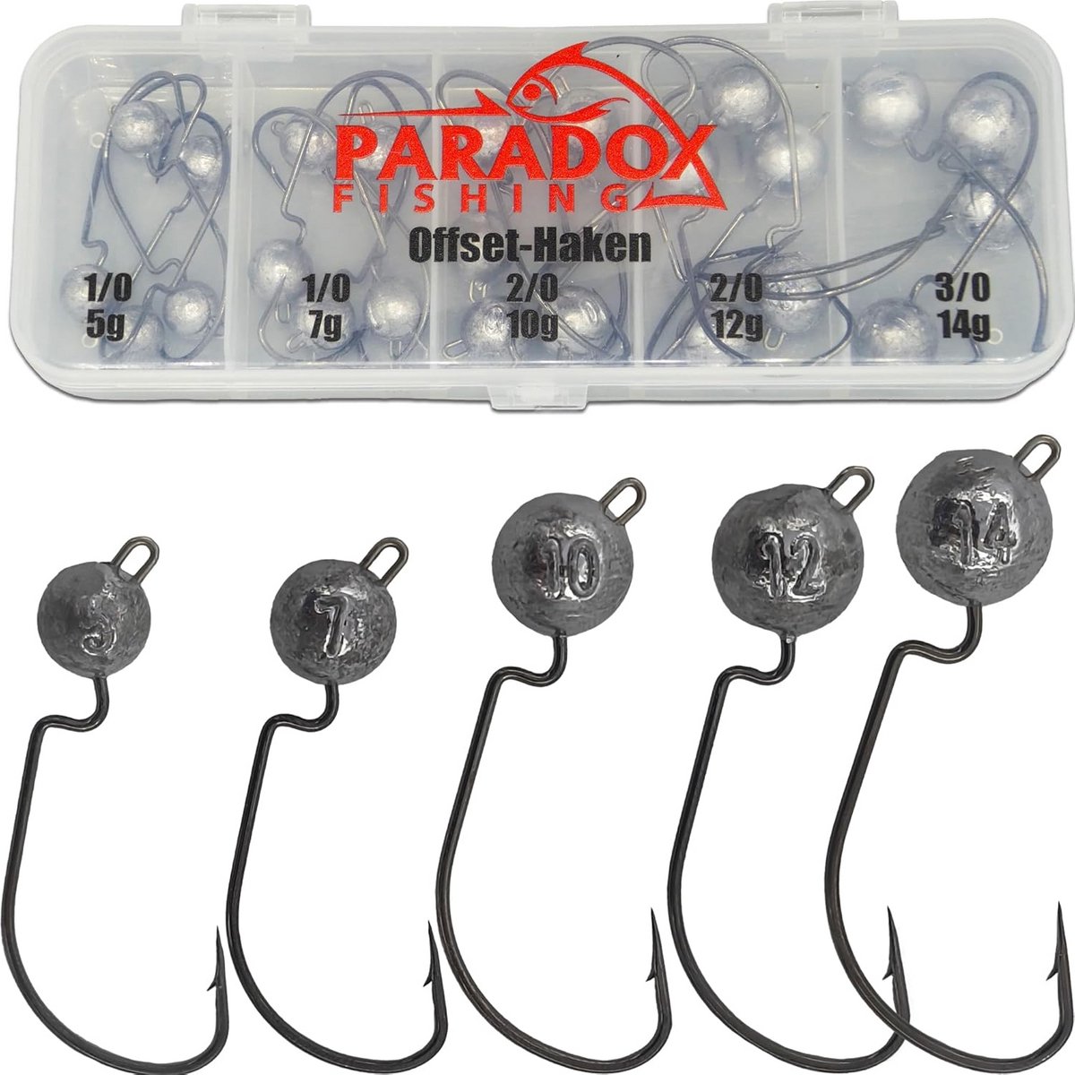 Set van 35 Offset Haken & Lood Jigkoppen (3.5g-14g) inclusief Snaps voor Kunstaas Vissen