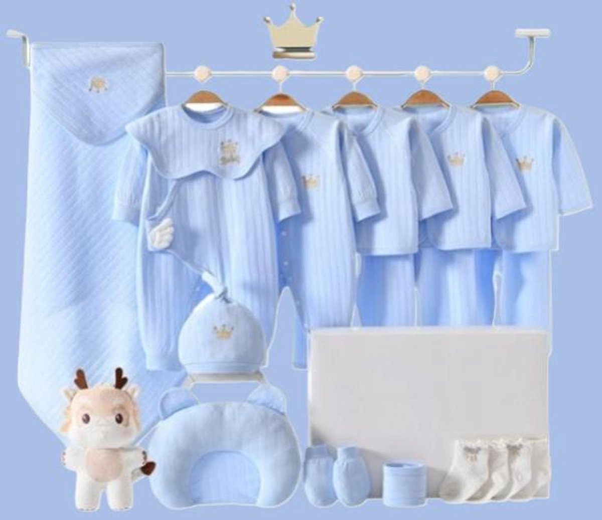 Baby & kids Casey - Baby gift box blauw - Kraam cadeau - Babyshower cadeau - 3 tot 6 maanden