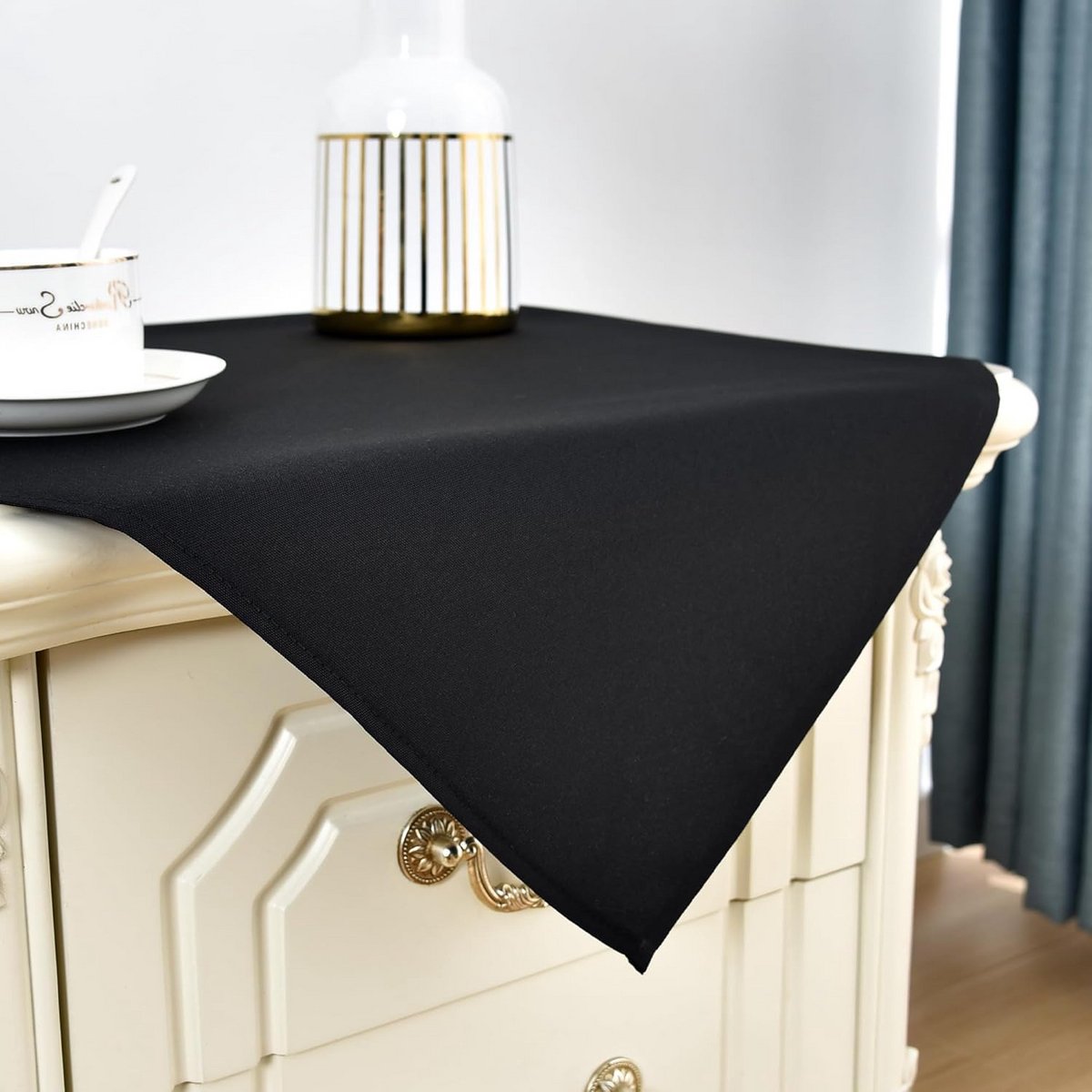 Zwart Vierkant Tafelkleed 61x61 cm - Waterbestendig en Wasbaar voor Binnen & Buiten