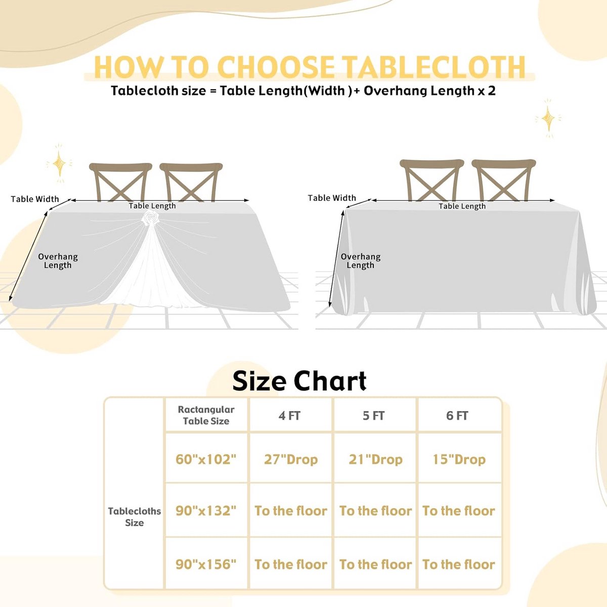 Rechthoekig Tafelkleed 200 x 390 cm XL met Pailletten voor Feest en Bruiloft