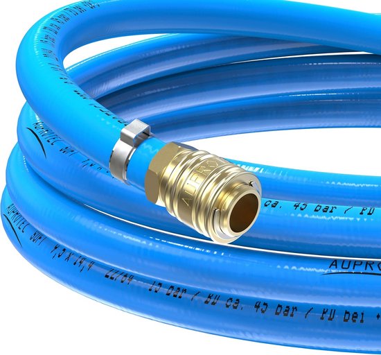 Persluchtslang Set 8mm 5m PVC Inclusief Messing Snelkoppeling voor