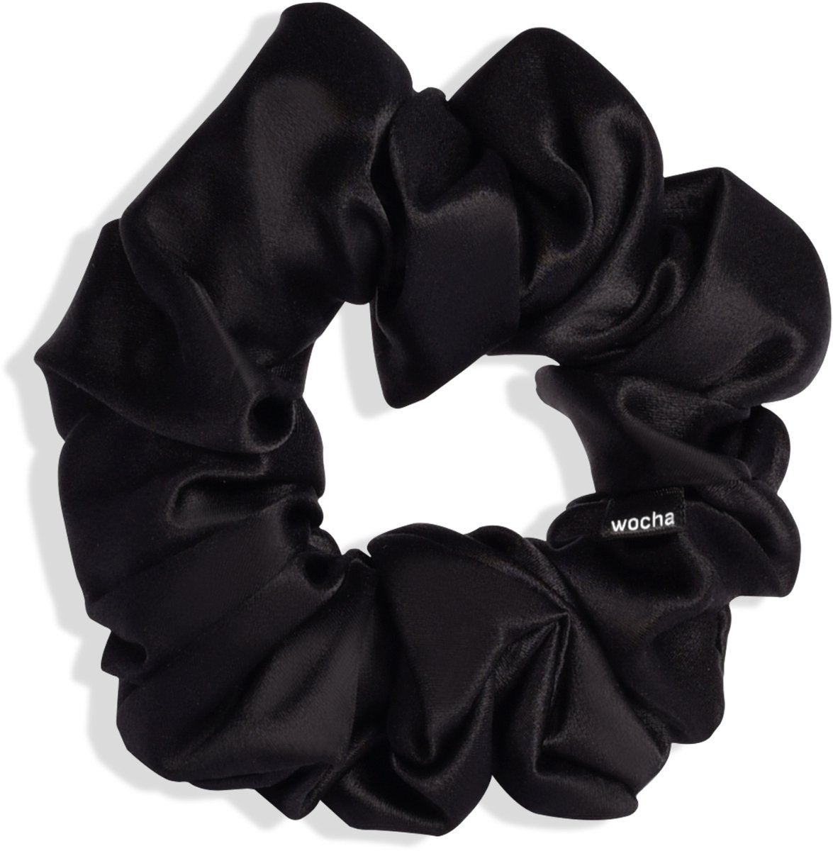 Wocha Zijden Scrunchie – Haarelastiek (zonder metaal) van 100% Moerbei Zijde van de Hoogste 6A Kwaliteit – 22 Momme – Zwart