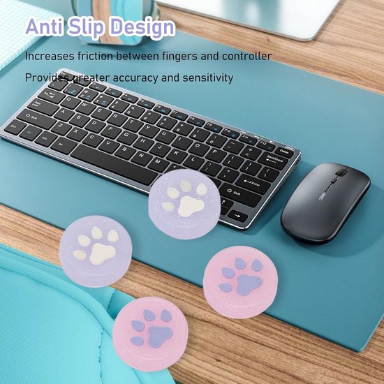4x Siliconen Joystick Grips Kattenpootjes voor Switch, Lite en OLED - Antislip Thumbstick Covers — afbeelding 4