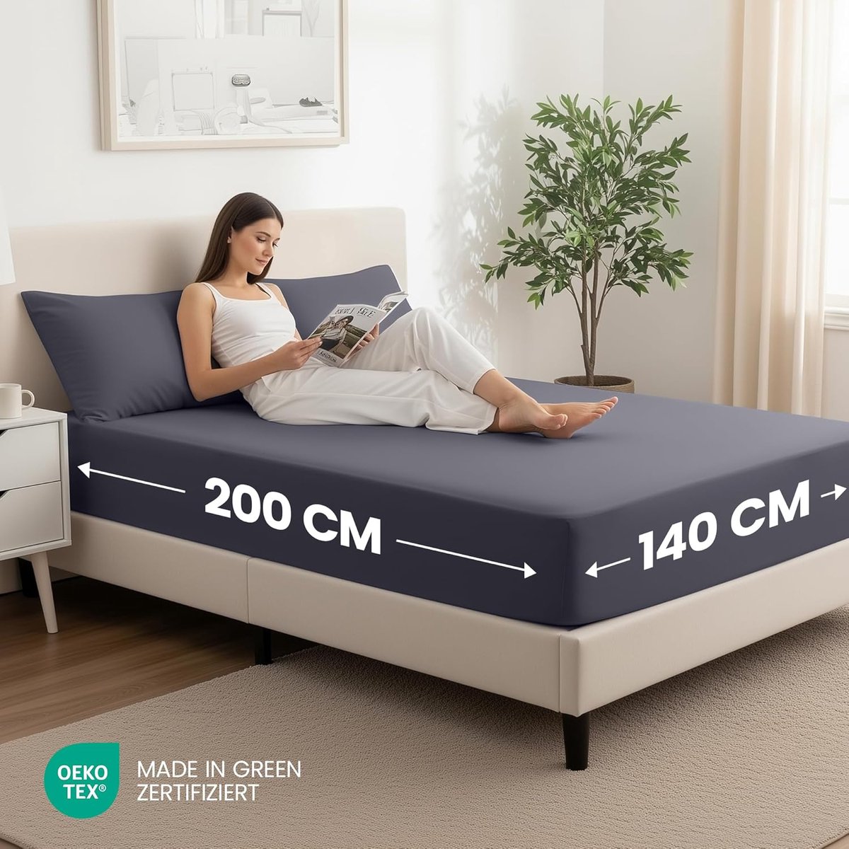 Hoeslaken 140x200 cm Extra Diep Microvezel Wit – Elastisch Hoeslaken voor Boxspring & Hoge Matrassen tot 40 cm – Kreukvrij, Zacht & Oeko-Tex – Pauwhome