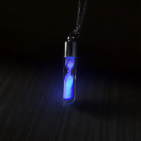 Glow-in-the-Dark Zandloper Ketting - Groen - Lichtgevend Glazen Hanger met Ketting, Luminescente Drift Bottle Sieraden Cadeau van Molly Brown London — afbeelding 2