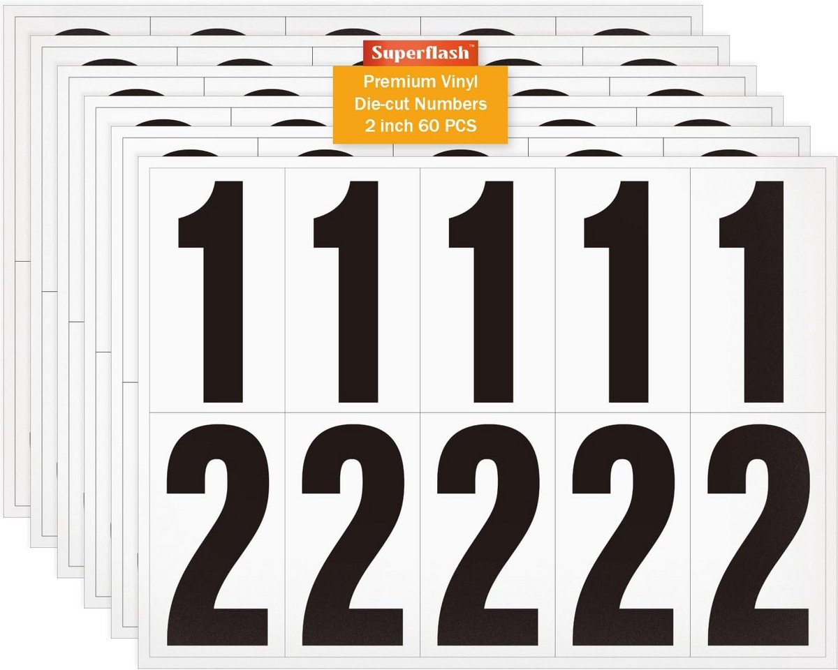 Reflecterende Nummerstickers 5 cm Zelfklevend Waterdicht Huisdeur Vuilnisbak Auto