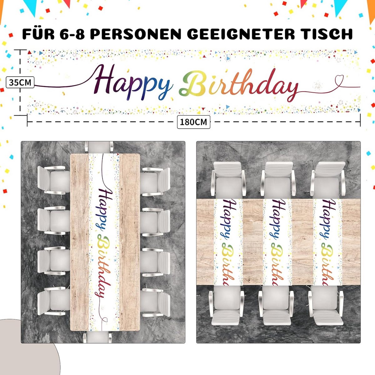 Kleurrijke Tafelloper Happy Birthday Tafelkleed voor Kinderfeestjes