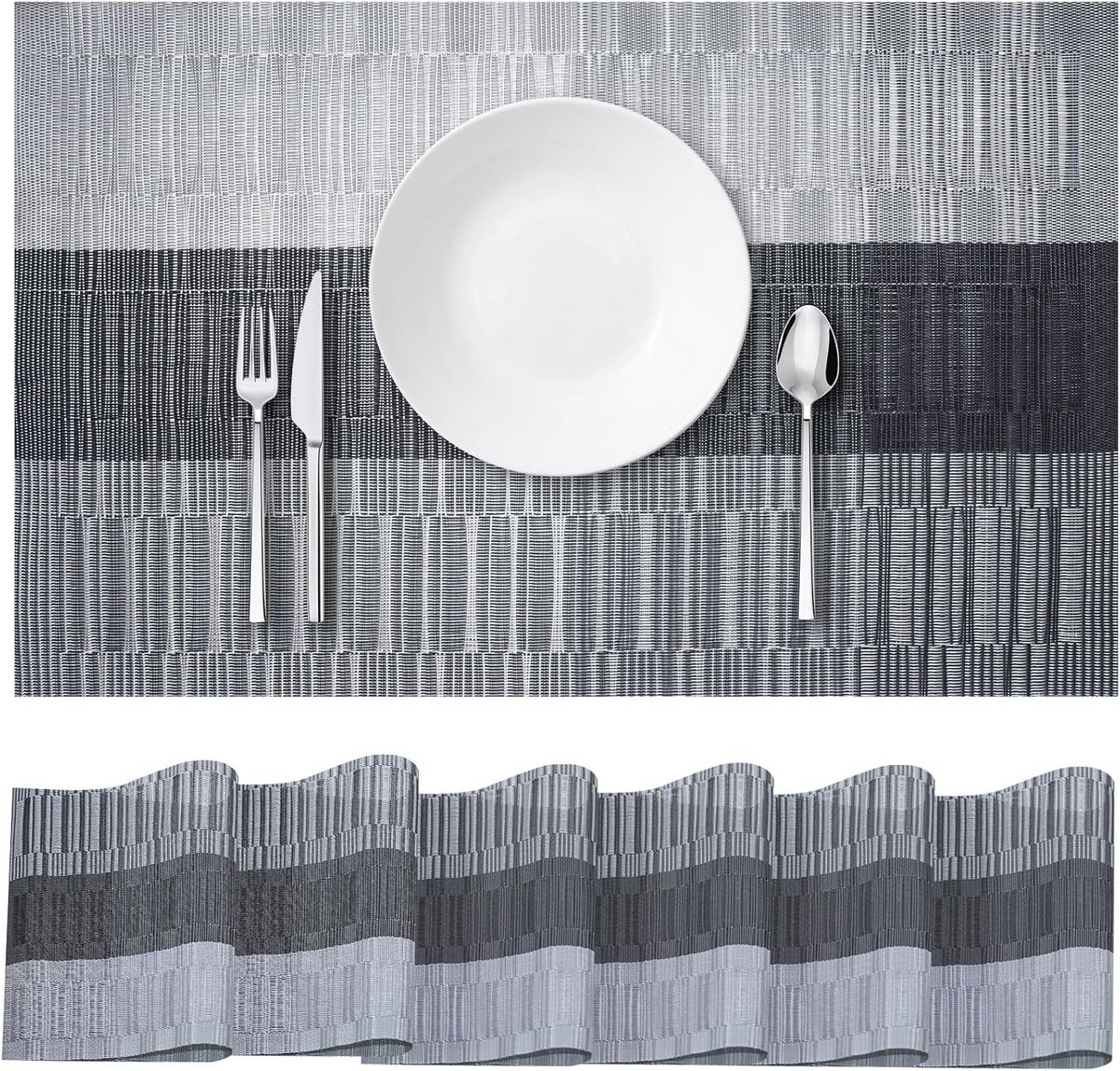 Set van 6 Wasbare Placemats (45x30cm) - Hittebestendig PVC Tafelmatten