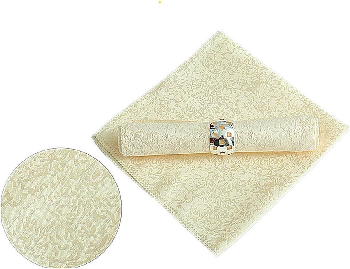 Set van 4 Dinerdoeken Tafelservetten Beige Polyester 48x48 cm