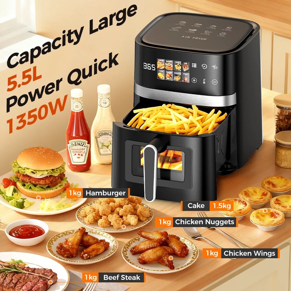 Wentink Mo Airfryer- airfryer xxl - airfryer oven - Luchtfriteuse 8in1