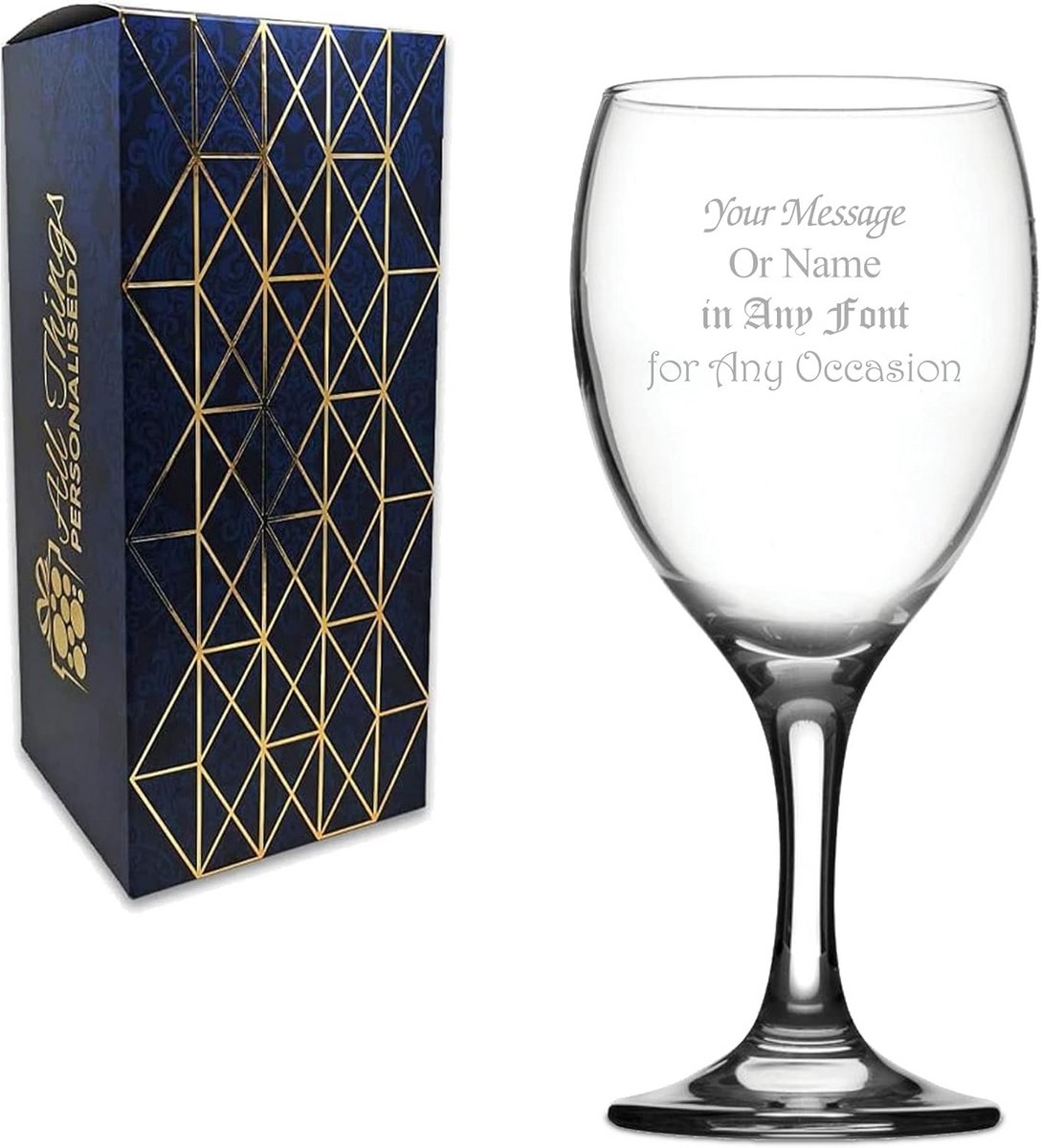 Gegraveerd Keizerlijk Wijnglas Gepersonaliseerd met Eigen Tekst voor Cadeau