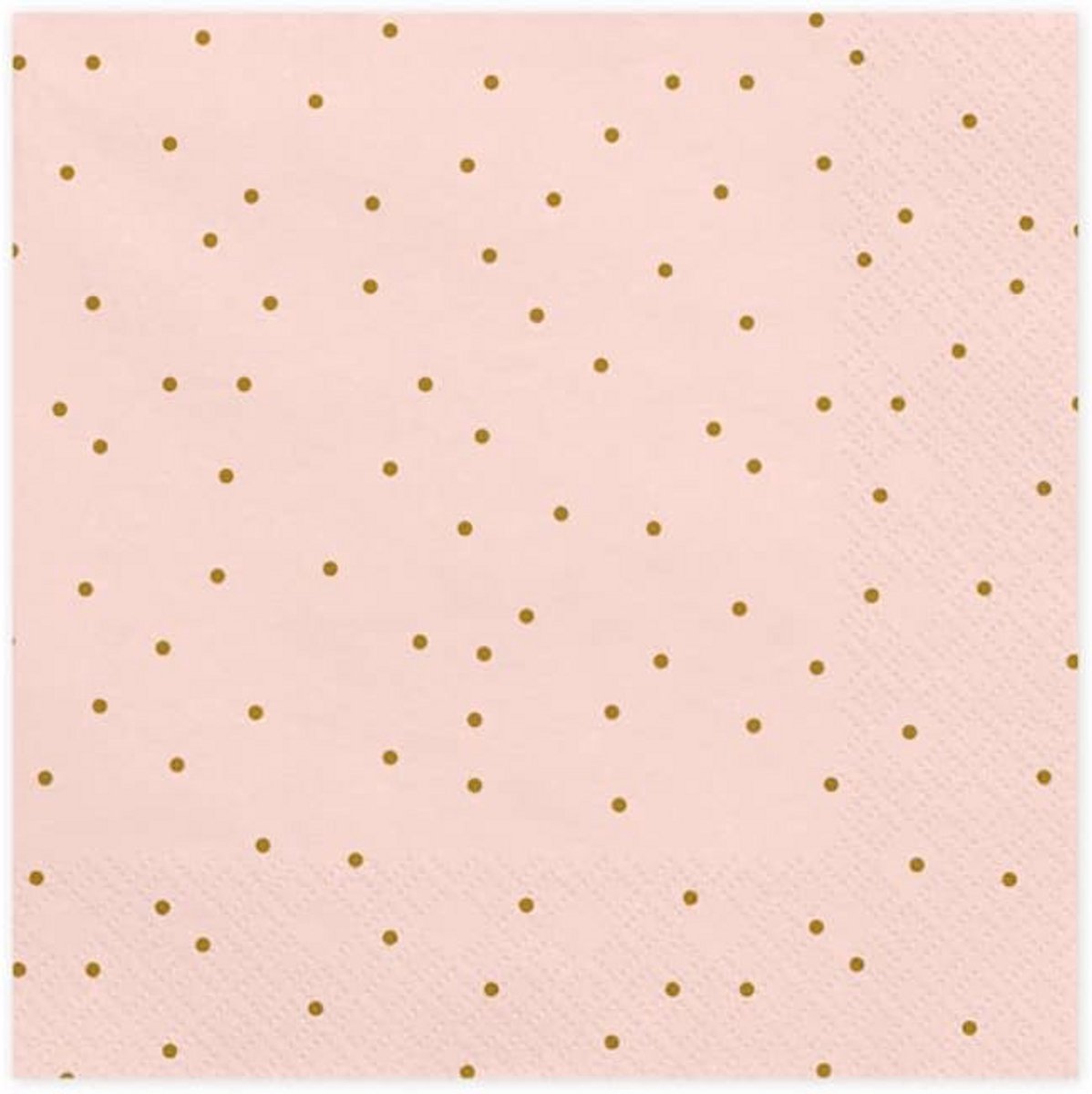 20 Lichtroze Papieren Servetten met Gouden Stippen (33x33 cm) - Feestdecoratie