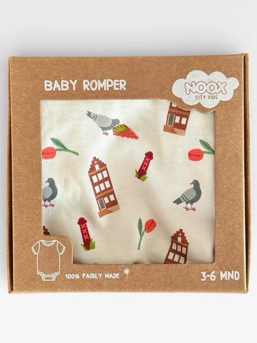 Baby Rompertje Amsterdam – 100% Katoen – Unisex – Kraamcadeau – Geboorte – Baby kleding – Welkom in Amsterdam -