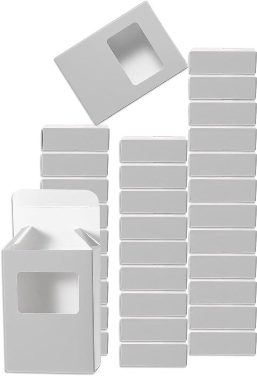 Geschenkdoosjes voor zeep - Kraftzeepdozen met venster - Voor bakkerij, snoep en sieraden - 32 stuks