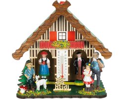 Houten Weerhuisje met Vrouwtje en Mannetje voor Binnen - Weer Voorspeller