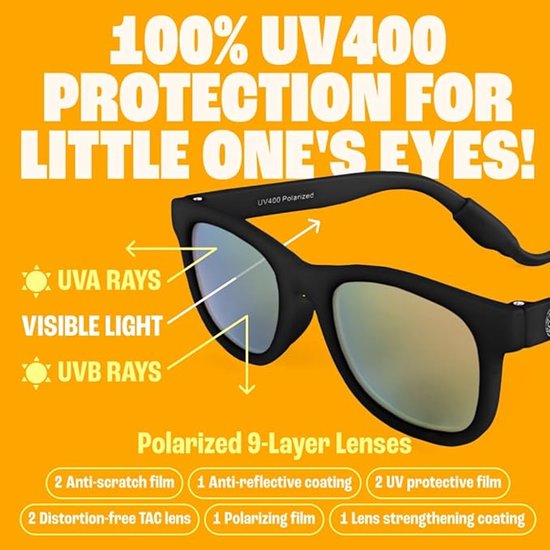 Babysunnies Zwarte Gepolariseerde Babyzonnebril met Bandje (0–24 Maanden) - Flexibele UV400 Babyzonnebril — afbeelding 5