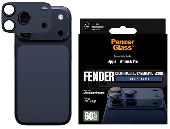 PanzerGlass Fender Apple iPhone 17 Pro Camera Lens Protector Glas Blauw