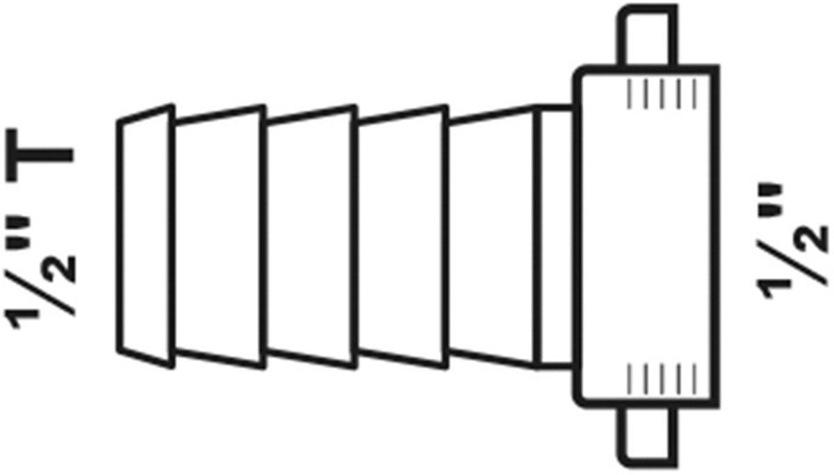 KIRCHHOFF MS Slangschroefverbinding, chroom, 1/2"M x 1/2"T