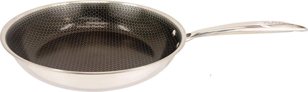 KLAUS Koekenpan 32 cm – PFAS-vrij – Triply RVS – Honingraat Anti-aanbaklaag – Geschikt voor Inductie en Alle Warmtebronnen