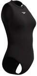 Zwart Speedo sportbadpak zonder mouwen met hoge hals.