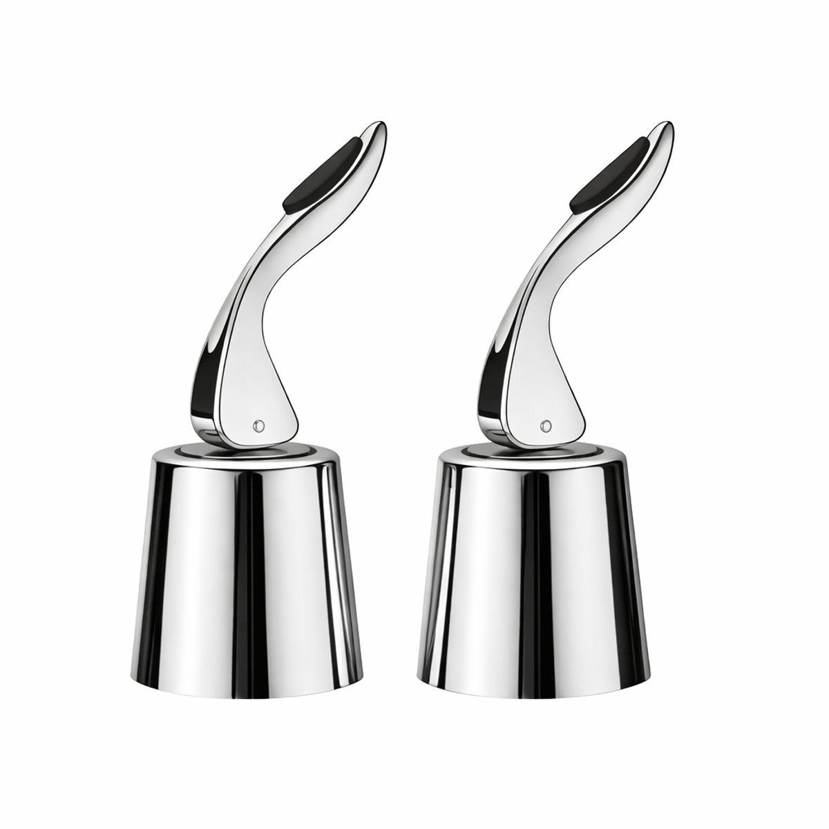 Wijnstoppers Veldman Living - RVS wijnstoppers zilver - Flessenstop vacuüm - Wijnafsluiter - set van 2 zilver