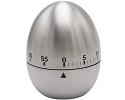 Kookwekker - Mechanische timers - RVS - Kookwekker Digitaal - Tijdmanagement - Eivormig - Kookwekker analoog - 60 minuten - Geen batterij nodig - Geschikt voor bakken, koken, grillen en lesgeven in de klas - 6*7.7cm - Zilver