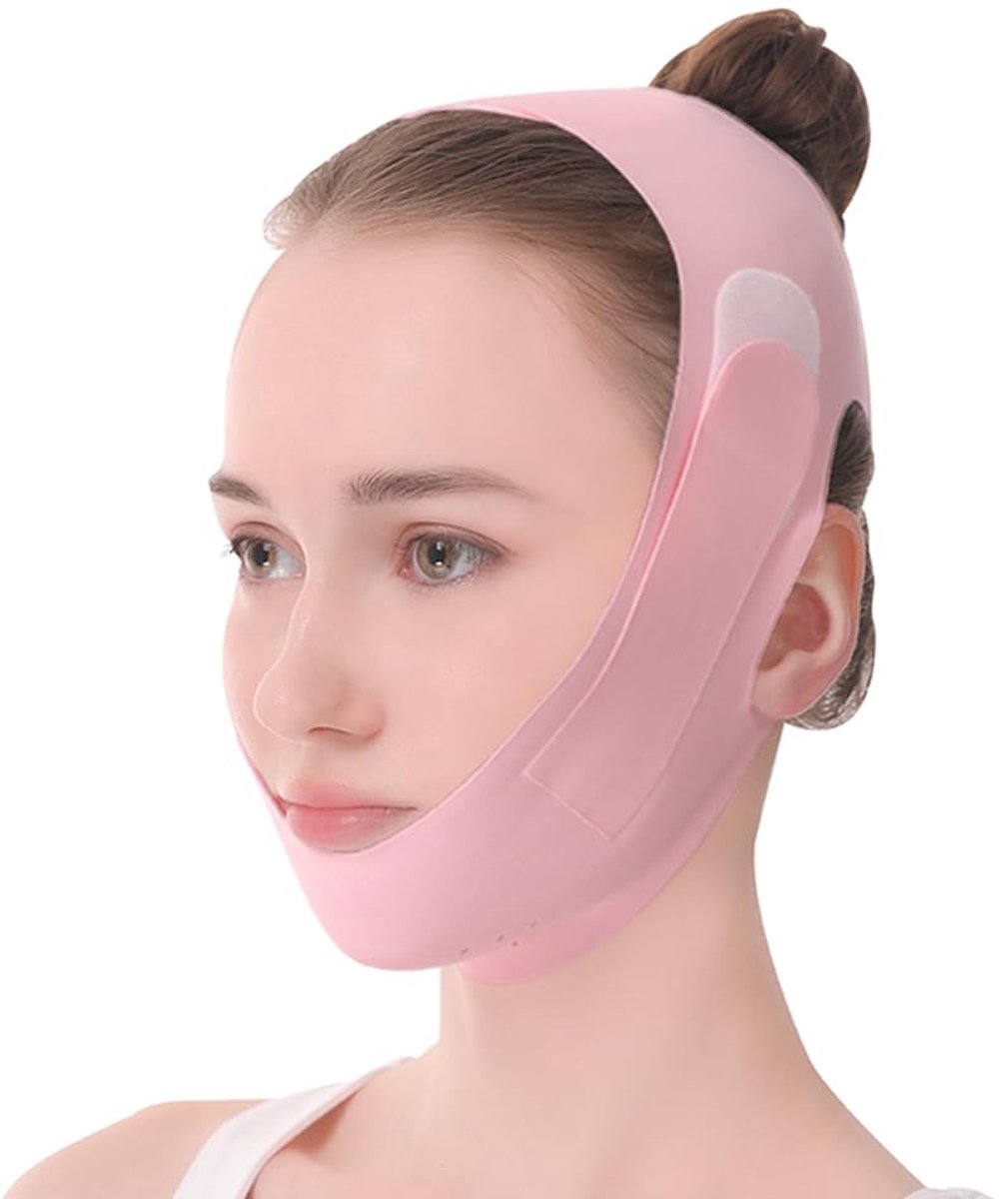 Gezicht Contour Band - Facelift band voor de kin - Afslank band - Onderkin en kaaklijn - V-Line Lift Kin Straps - Herbruikbaar Slank Slaapmasker - Roze
