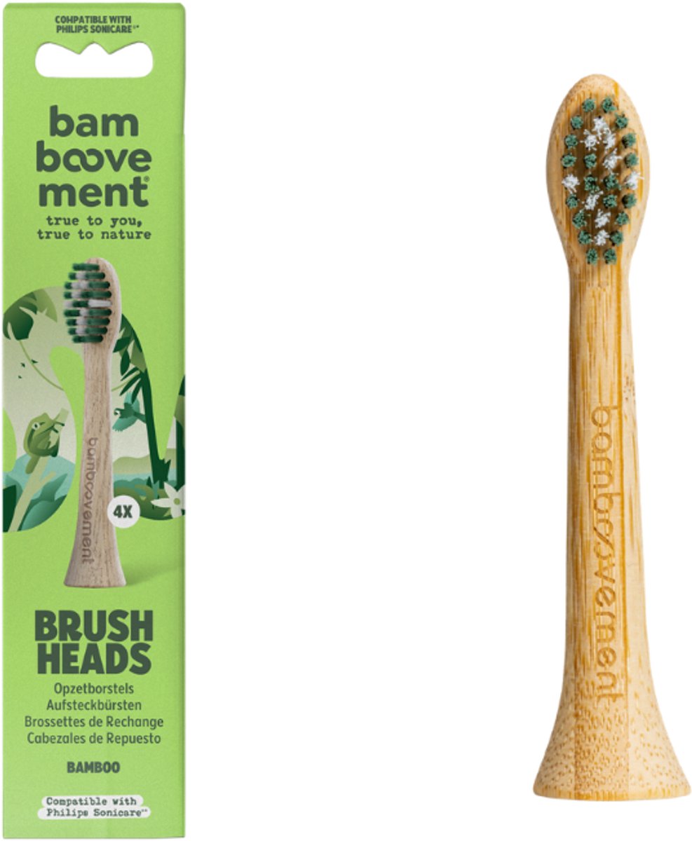 Bamboovement Bamboe Opzetborstels Geschikt voor Philips Sonicare® - 4 Stuks - Plantaardig & FSC-Bamboe