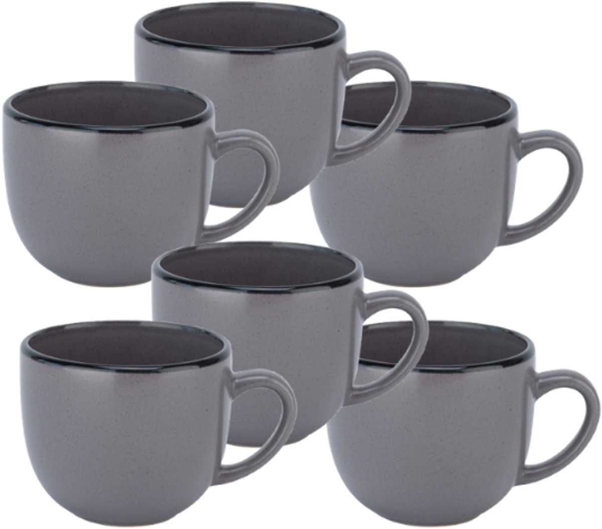 Speckle Grey Koffiemok - Koffiemok - Theekopje - Set van 6 - Stijlvol & Duurzaam - Compact Design - Aardewerk - 240ml - Grijs