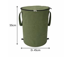 WinQ-Camping Vuilnisbak 90L – Opvouwbare en Afsluitbare Afvalbak voor Kamperen en Tuin – Groen - 45x55cm- Ook voor opruimen in huis- Waterdicht