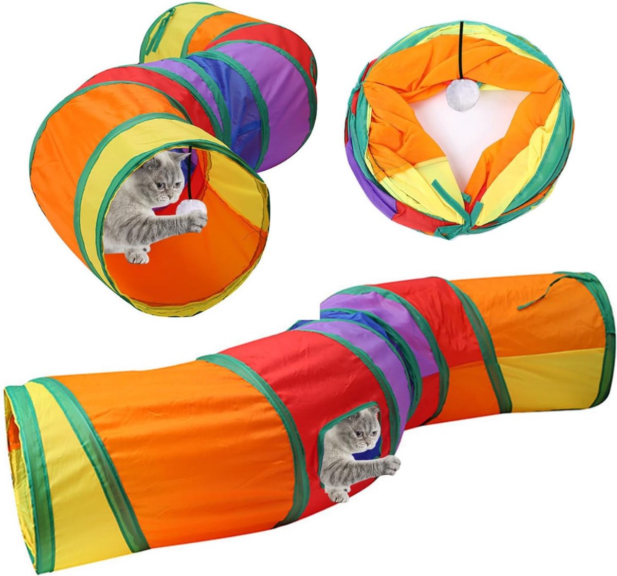 SCH® Kattentunnel - Kattenspeelgoed - Kattenspeeltjes - Oranje- 28 x 28x 5cm; 210 g