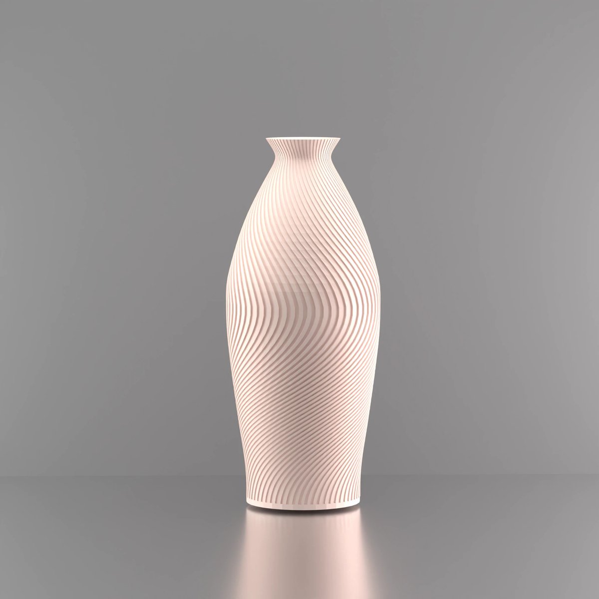 3d-gezellig Italiё - Vaas - Beige - Maat 30 cm - Kunststof - Modern - Bloemenvaas -100% gerecycled PLA (bioplastic)