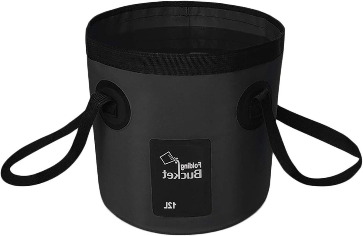 Opvouwbare emmer met handvat en 12 liter capaciteit voor camping, wandelen en meer
