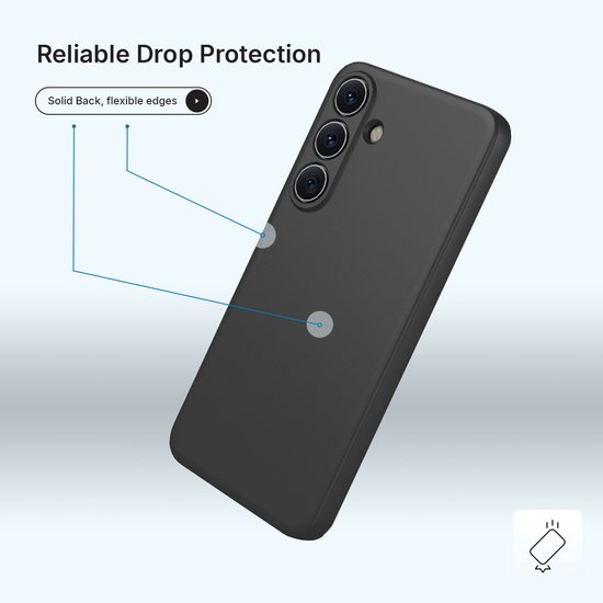 Black phone case with a solid back and flexible edges.