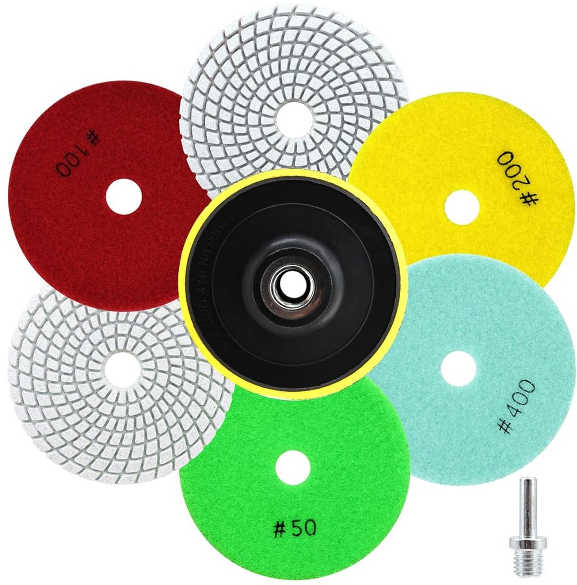 Diamant Polijstpads Set 100mm Nat Polijstschijven voor Graniet, Marmer, Kwarts en Kunststeen