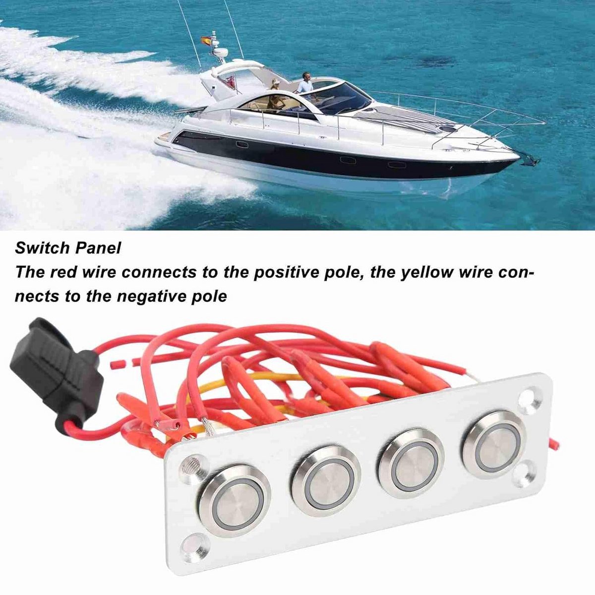 4-Wegen Schakelpaneel 12V RVS met Blauwe Indicatie voor Boot en Camper