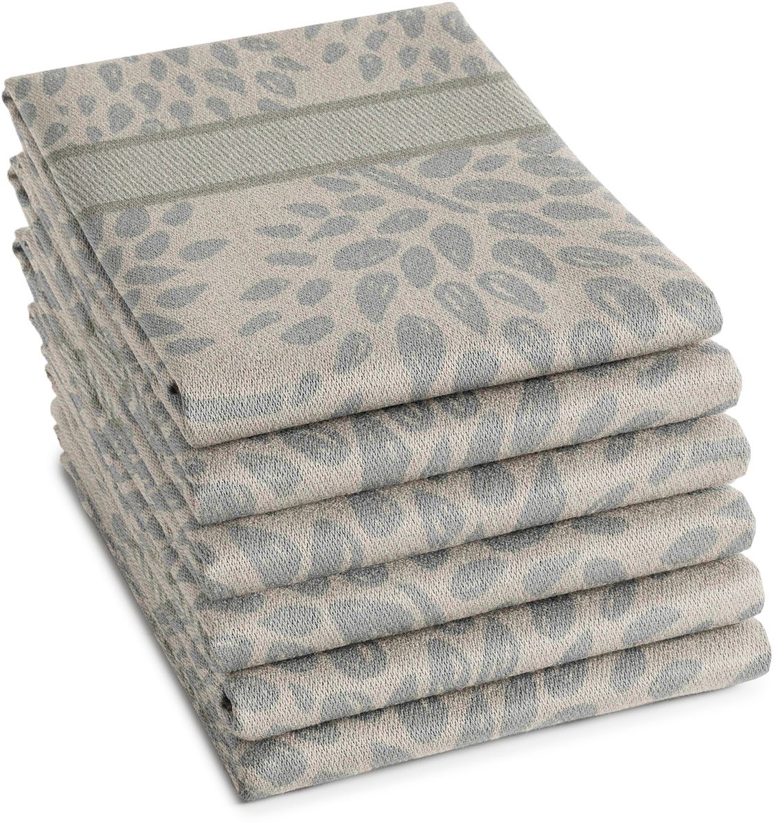 DDDDD - Trees Theedoek - Set van 6 - Katoen - Jacquard geweven - 60x65 cm - Bomenprint - Taupe