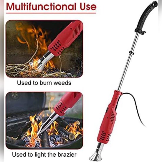 Elektrische Onkruidbrander 2000W - 650°C Thermische Onkruidverdelger - Met 2 Mondstukken - 1,8 m Kabel - Voor Bestrating, Oprit & BBQ van Merkloos	 — afbeelding 3