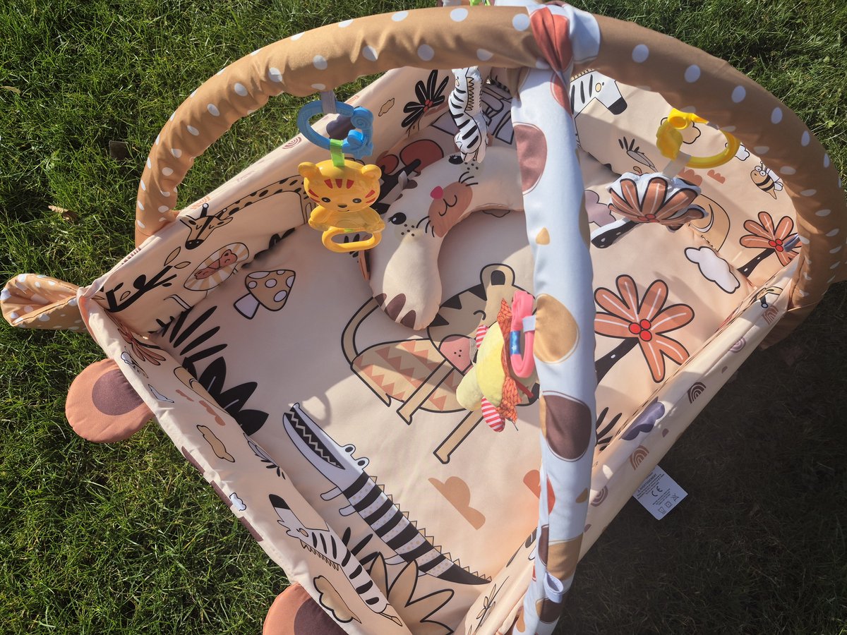 Multifunctioneel Speelkleed Baby + Buikligtrainer - Babygym met AANPASBARE WANDEN - Speelmat met Boog - 4 Speeltjes - Vanaf 0m+ — afbeelding 7